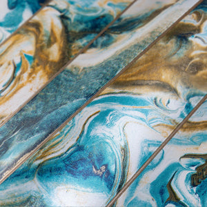 Luxury Blue Marble Striped Wallpaper, Coastal Non-Woven Wall Covering, 41.7"W x 398"H, Washable Removable for Living Room Bed