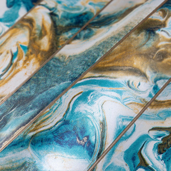 Luxury Blue Marble Striped Wallpaper, Coastal Non-Woven Wall Covering, 41.7"W x 398"H, Washable Removable for Living Room Bed