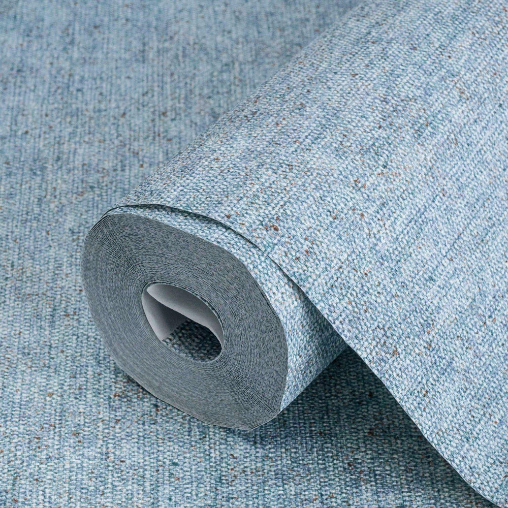Luxury Blue Fabric Textured Wallpaper, Boho Non-Woven Wall Covering, 41.7"W x 398"H, Washable Removable for Living Room Bedro