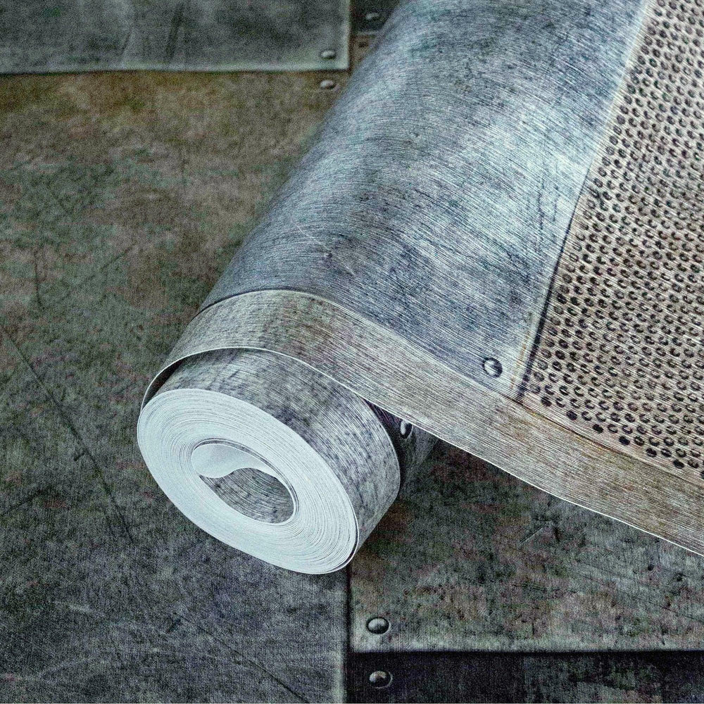 Luxury Blue Geometric Stone Textured Wallpaper, Industrial Non-Woven Wall Covering, 41.7"W x 398"H, Washable Removable for Li