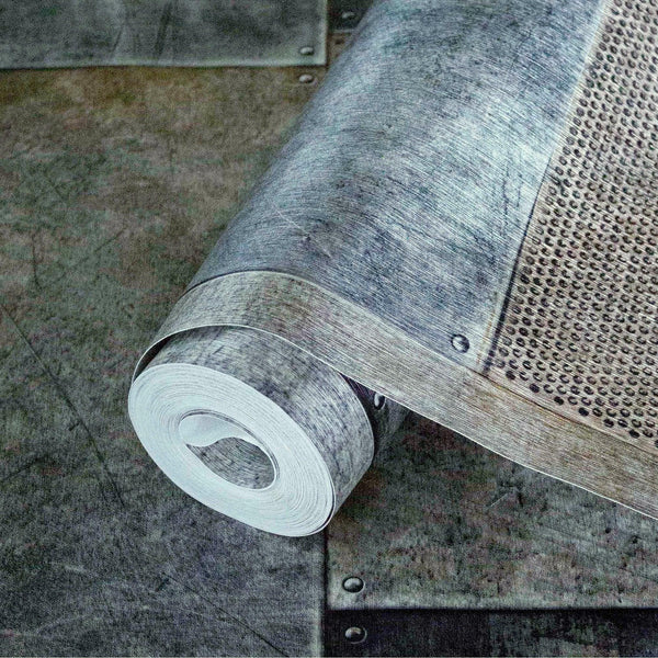 Luxury Blue Geometric Stone Textured Wallpaper, Industrial Non-Woven Wall Covering, 41.7"W x 398"H, Washable Removable for Li