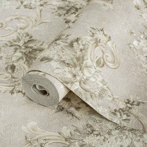 Luxury Beige Botanical Textured Wallpaper, Premium Non-Woven Wall Covering, 41.7"W x 398"H, Washable Removable for Living Roo