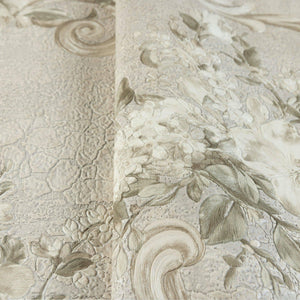 Luxury Beige Botanical Textured Wallpaper, Premium Non-Woven Wall Covering, 41.7"W x 398"H, Washable Removable for Living Roo