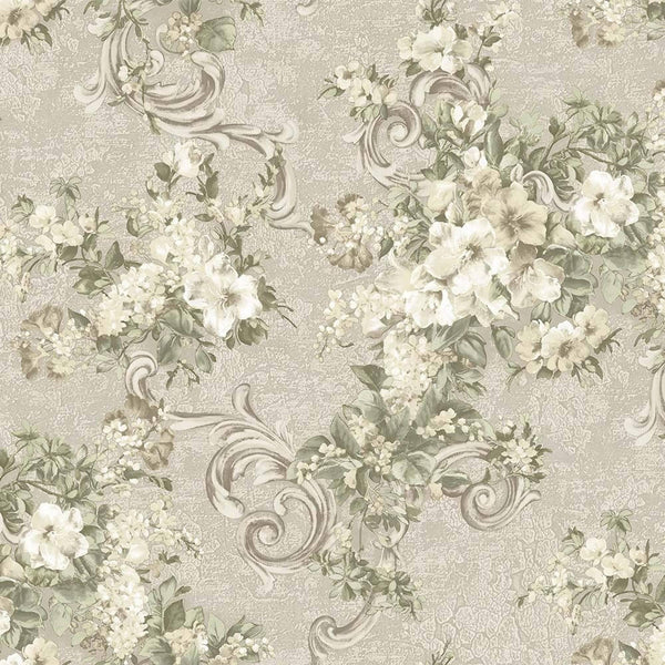 Luxury Beige Botanical Textured Wallpaper, Premium Non-Woven Wall Covering, 41.7"W x 398"H, Washable Removable for Living Roo