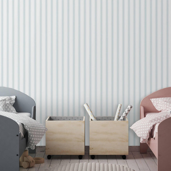 Luxury Blue Striped Textured Wallpaper, Coastal Non-Woven Wall Covering, 41.7"W x 614"H, Washable Removable for Living Room B