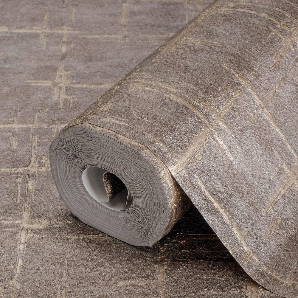 Luxury Brown Abstract Geometric 3D Embossed Wallpaper, Industrial Non-Woven Wall Covering, 41.7"W x 398"H, Washable Removable