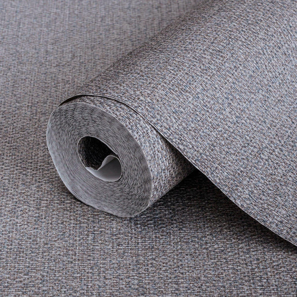 Luxury Brown Fabric Textured Wallpaper, Boho Non-Woven Wall Covering, 41.7"W x 398"H, Washable Removable for Living Room Bedr