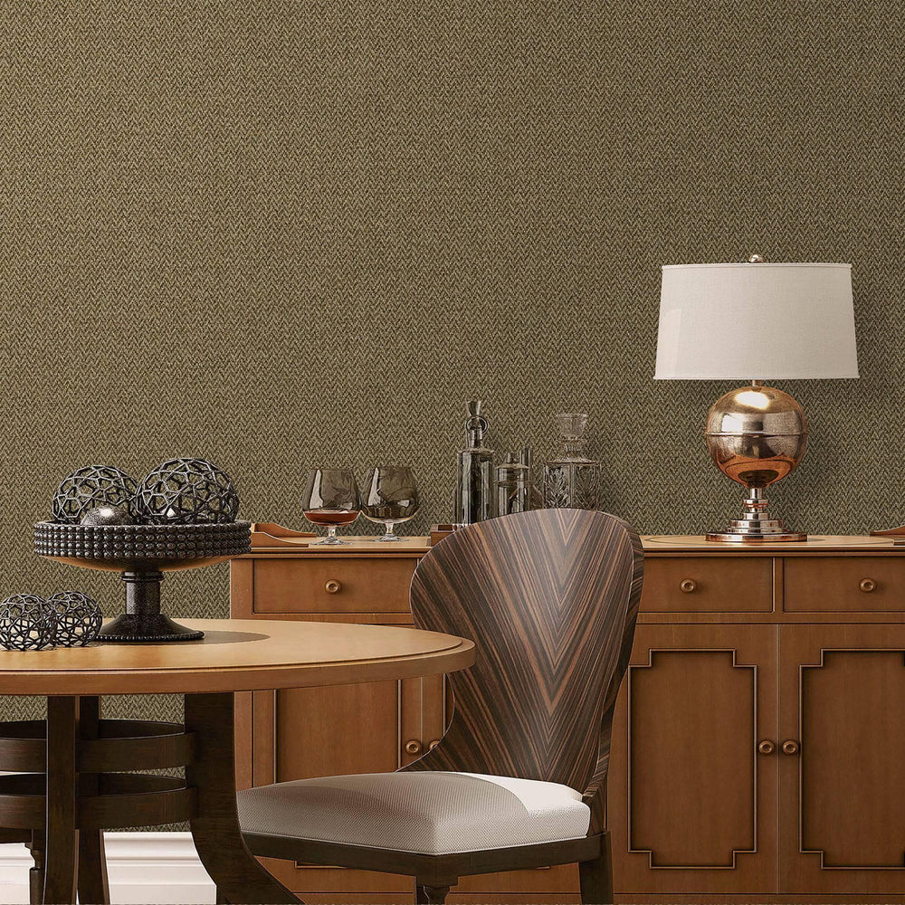 Luxury Brown Chevron Fabric Textured Wallpaper, Premium Non-Woven Wall Covering, 41.7"W x 398"H, Washable Removable for Livin