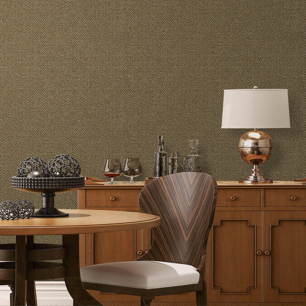 Luxury Brown Chevron Fabric Textured Wallpaper, Premium Non-Woven Wall Covering, 41.7"W x 398"H, Washable Removable for Livin