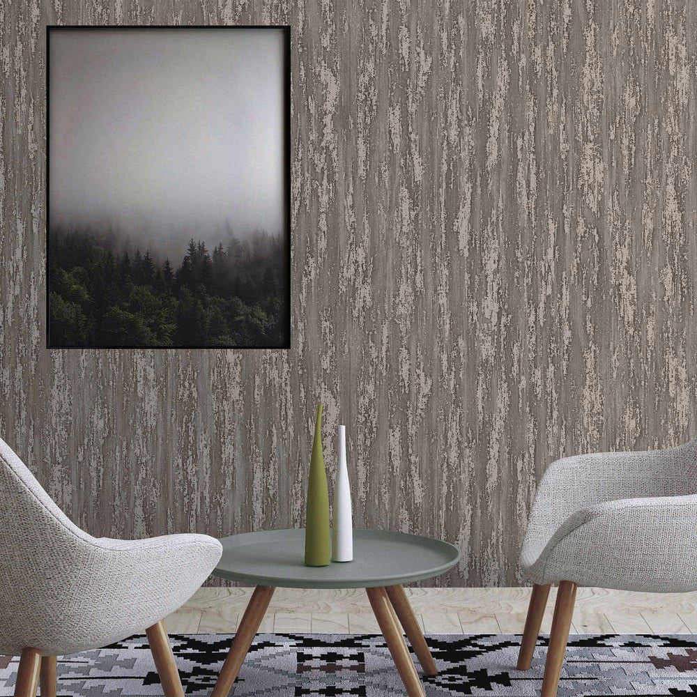 Luxury Brown Abstract Distressed Textured Wallpaper, Elegant Non-Woven Wall Covering, 41.7"W x 398"H, Washable Removable for 