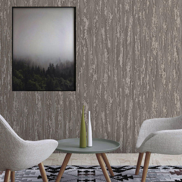 Luxury Brown Abstract Distressed Textured Wallpaper, Elegant Non-Woven Wall Covering, 41.7"W x 398"H, Washable Removable for 