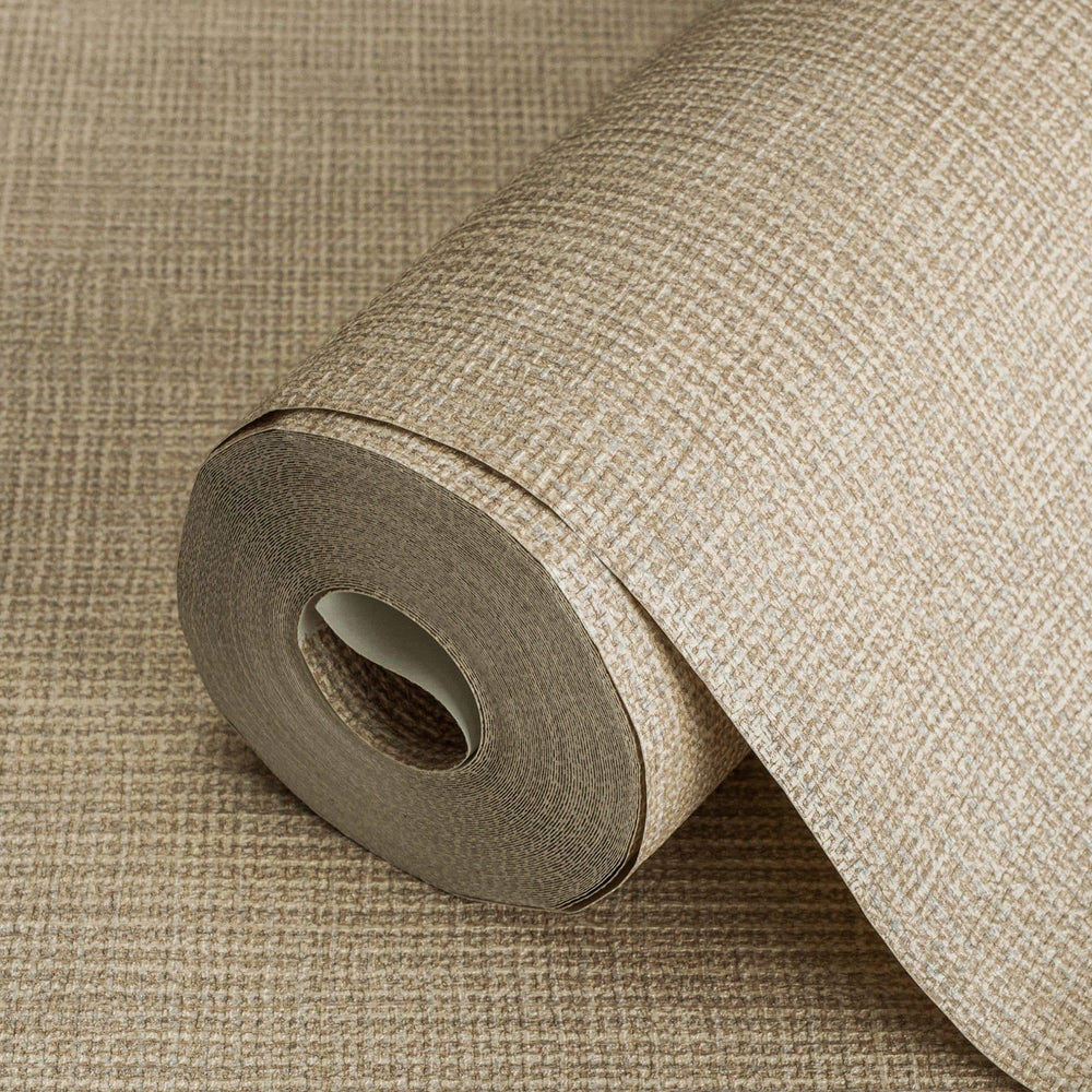 Luxury Brown Fabric Textured Wallpaper, Traditional Non-Woven Wall Covering, 41.7"W x 614"H, Washable Removable for Living Ro