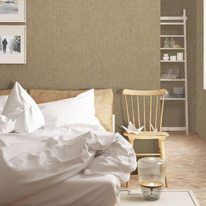 Luxury Brown Fabric Textured Wallpaper, Traditional Non-Woven Wall Covering, 41.7"W x 614"H, Washable Removable for Living Ro