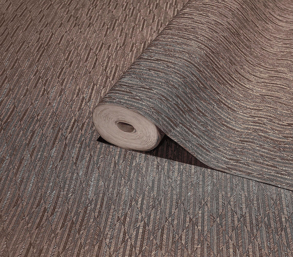 Luxury Brown Geometric Embossed 3D Embossed Wallpaper, Contemporary Non-Woven Wall Covering, 41.7"W x 614"H, Washable Removab