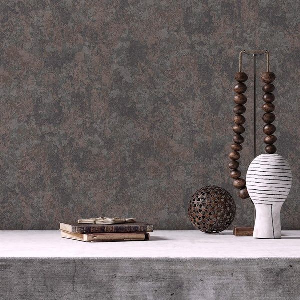 Luxury Brown Distressed Embossed 3D Embossed Wallpaper, Contemporary Non-Woven Wall Covering, 41.7"W x 614"H, Washable Remova