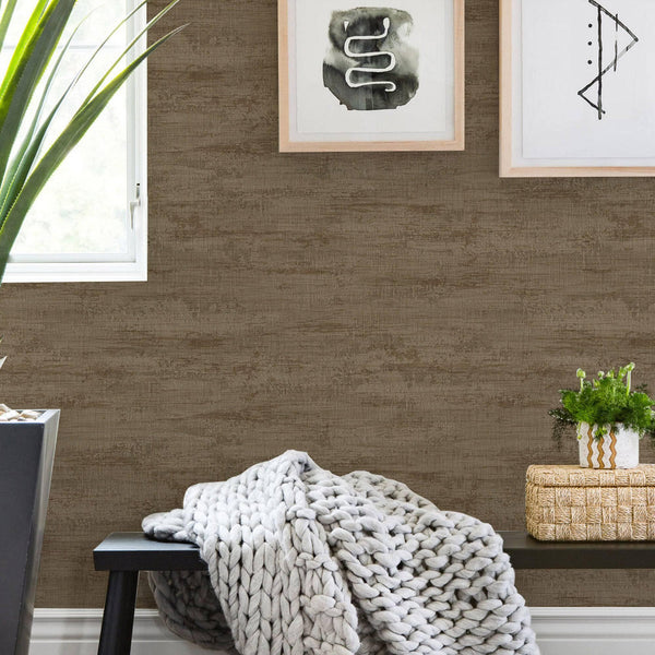 Luxury Brown Abstract Distressed 3D Embossed Wallpaper, Lodge Non-Woven Wall Covering, 41.7"W x 614"H, Washable Removable for