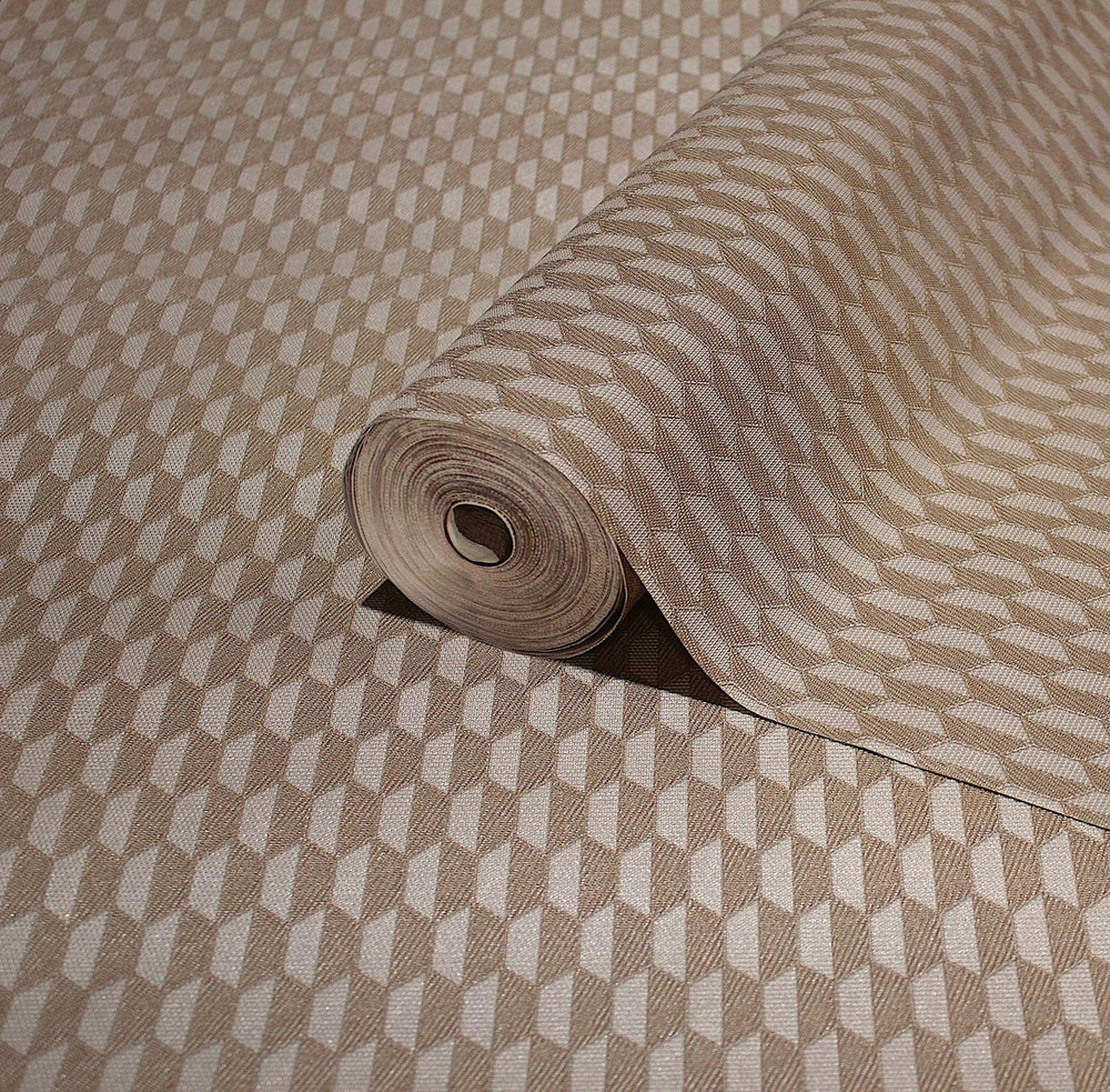 Luxury Brown Geometric Textured Wallpaper, Contemporary Non-Woven Wall Covering, 41.7"W x 614"H, Washable Removable for Livin