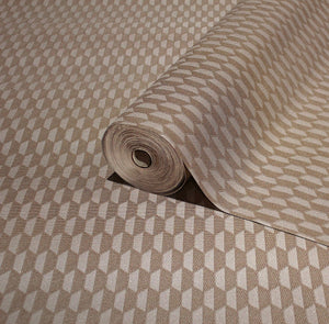 Luxury Brown Geometric Textured Wallpaper, Contemporary Non-Woven Wall Covering, 41.7"W x 614"H, Washable Removable for Livin