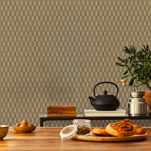 Luxury Brown Geometric Textured Wallpaper, Contemporary Non-Woven Wall Covering, 41.7"W x 614"H, Washable Removable for Livin