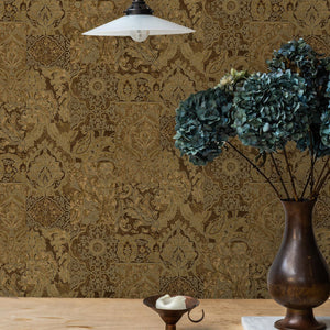 Luxury Brown Damask Textured 3D Embossed Wallpaper, Rustic Non-Woven Wall Covering, 41.7"W x 614"H, Washable Removable for Li
