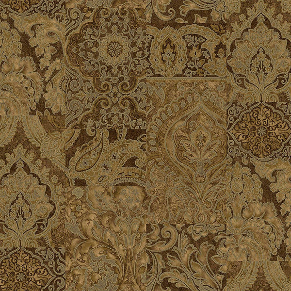 Luxury Brown Damask Textured 3D Embossed Wallpaper, Rustic Non-Woven Wall Covering, 41.7"W x 614"H, Washable Removable for Li