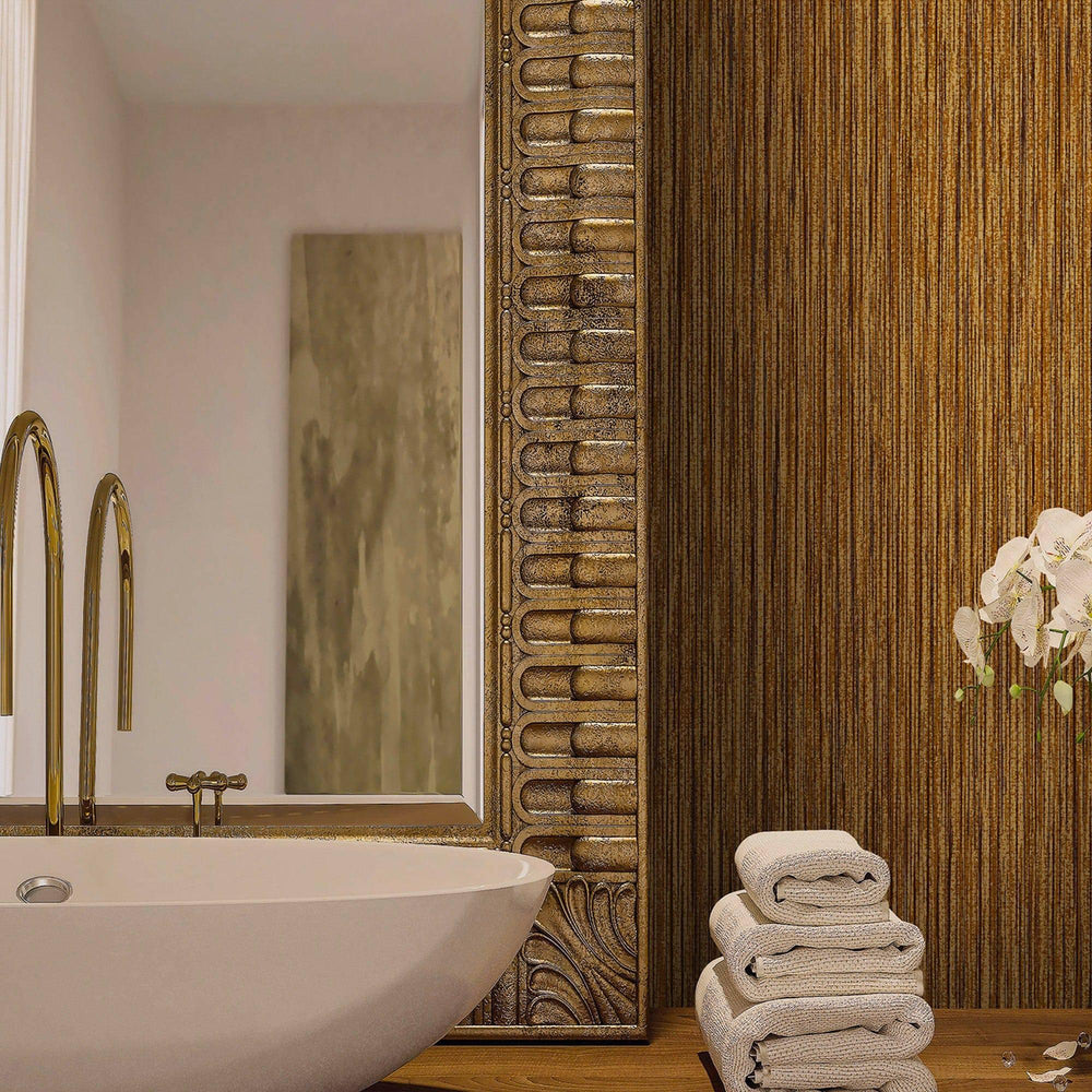 Luxury Brown Striped Stripe Textured Wallpaper, Country Non-Woven Wall Covering, 41.7"W x 614"H, Washable Removable for Livin