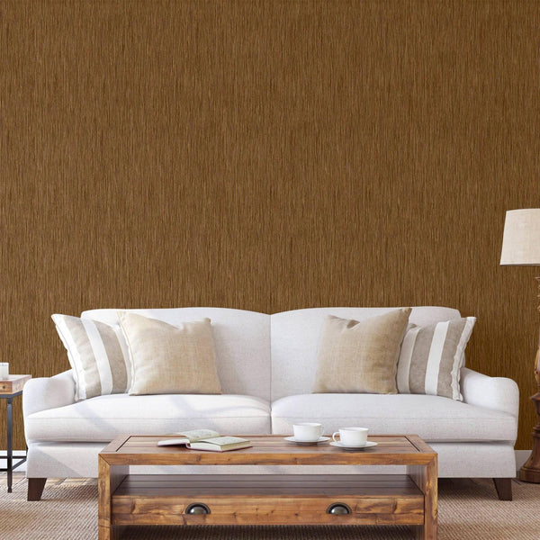 Luxury Brown Striped Stripe Textured Wallpaper, Country Non-Woven Wall Covering, 41.7"W x 614"H, Washable Removable for Livin