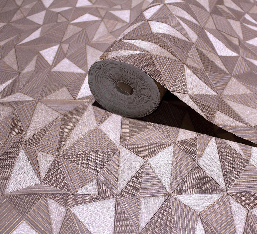 Luxury Brown Geometric Abstract 3D Embossed Wallpaper, Premium Non-Woven Wall Covering, 41.7"W x 614"H, Washable Removable fo