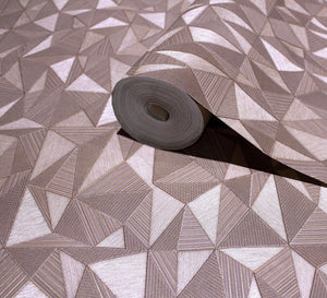 Luxury Brown Geometric Abstract 3D Embossed Wallpaper, Premium Non-Woven Wall Covering, 41.7"W x 614"H, Washable Removable fo