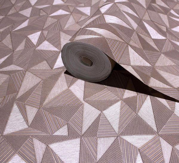 Luxury Brown Geometric Abstract 3D Embossed Wallpaper, Premium Non-Woven Wall Covering, 41.7"W x 614"H, Washable Removable fo