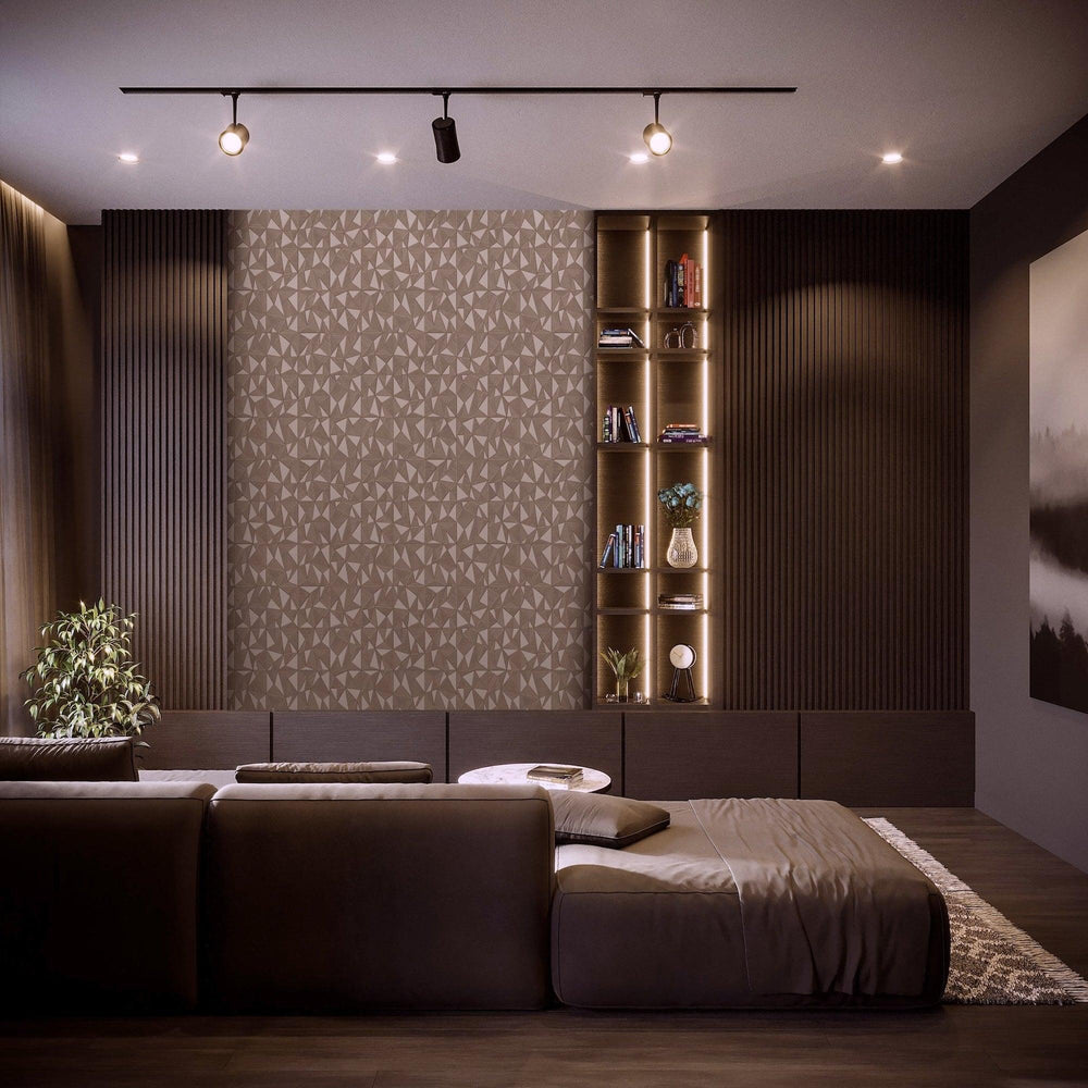 Luxury Brown Geometric Abstract 3D Embossed Wallpaper, Premium Non-Woven Wall Covering, 41.7"W x 614"H, Washable Removable fo