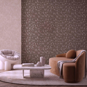 Luxury Brown Geometric Abstract 3D Embossed Wallpaper, Premium Non-Woven Wall Covering, 41.7"W x 614"H, Washable Removable fo