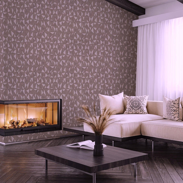 Luxury Brown Geometric Abstract 3D Embossed Wallpaper, Premium Non-Woven Wall Covering, 41.7"W x 614"H, Washable Removable fo