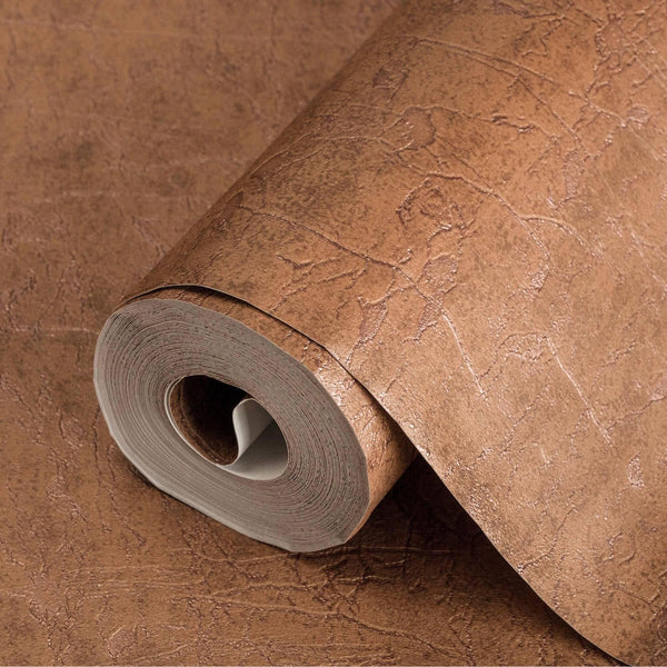 Luxury Brown Abstract Textured 3D Embossed Wallpaper, Boho Non-Woven Wall Covering, 41.7"W x 398"H, Washable Removable for Li
