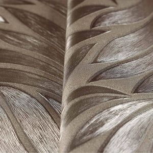 Luxury Brown Leaves Embossed 3D Embossed Wallpaper, Farmhouse Non-Woven Wall Covering, 41.7"W x 398"H, Washable Removable for
