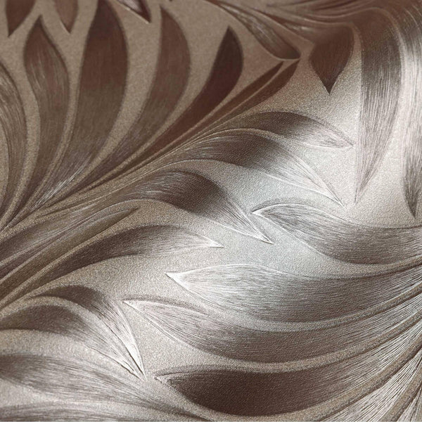 Luxury Brown Leaves Embossed 3D Embossed Wallpaper, Farmhouse Non-Woven Wall Covering, 41.7"W x 398"H, Washable Removable for
