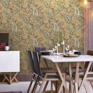 Luxury Brown Paisley Textured Wallpaper, Country Non-Woven Wall Covering, 41.7"W x 614"H, Washable Removable for Living Room 