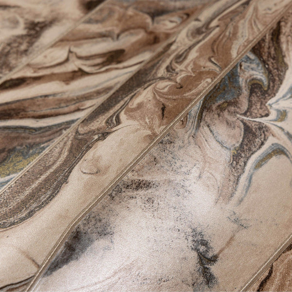 Luxury Brown Marble Striped Wallpaper, Modern Non-Woven Wall Covering, 41.7"W x 398"H, Washable Removable for Living Room Bed