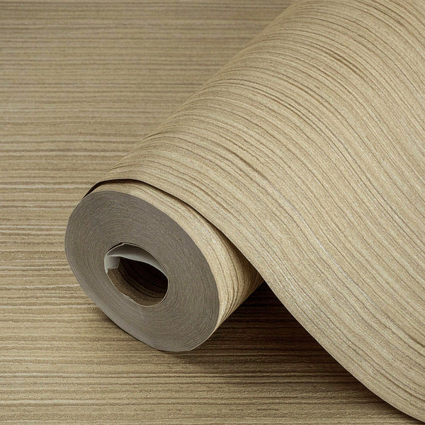 Luxury Brown Striped Stripe Textured Wallpaper, Farmhouse Non-Woven Wall Covering, 41.7"W x 614"H, Washable Removable for Liv
