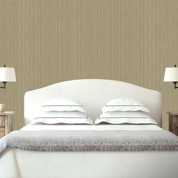 Luxury Brown Striped Stripe Textured Wallpaper, Farmhouse Non-Woven Wall Covering, 41.7"W x 614"H, Washable Removable for Liv