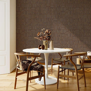 Luxury Brown Geometric Textured Wallpaper, Boho Non-Woven Wall Covering, 41.7"W x 614"H, Washable Removable for Living Room B