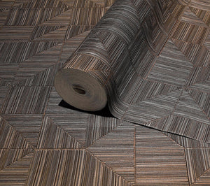 Luxury Brown Geometric Textured Wallpaper, Boho Non-Woven Wall Covering, 41.7"W x 614"H, Washable Removable for Living Room B