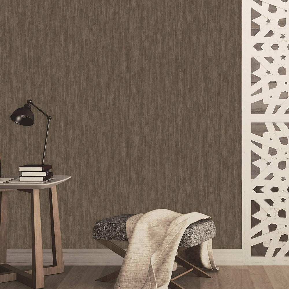 Luxury Brown Abstract Striped 3D Embossed Wallpaper, Lodge Non-Woven Wall Covering, 41.7"W x 614"H, Washable Removable for Li