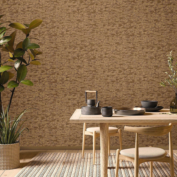 Luxury Brown Textured Embossed 3D Embossed Wallpaper, Lodge Non-Woven Wall Covering, 41.7"W x 614"H, Washable Removable for L