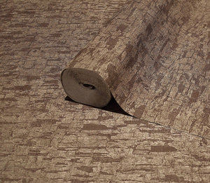 Luxury Brown Textured Embossed 3D Embossed Wallpaper, Lodge Non-Woven Wall Covering, 41.7"W x 614"H, Washable Removable for L