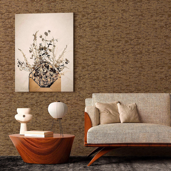 Luxury Brown Textured Embossed 3D Embossed Wallpaper, Lodge Non-Woven Wall Covering, 41.7"W x 614"H, Washable Removable for L
