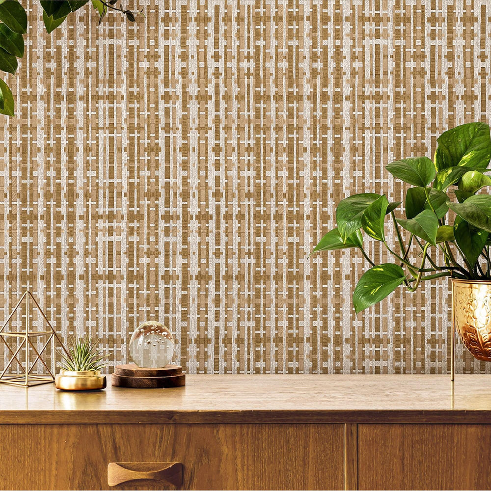 Luxury Brown Striped Stripe 3D Embossed Wallpaper, Premium Non-Woven Wall Covering, 41.7"W x 614"H, Washable Removable for Li