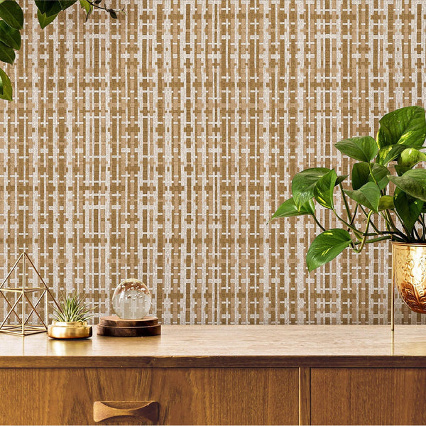 Luxury Brown Striped Stripe 3D Embossed Wallpaper, Premium Non-Woven Wall Covering, 41.7"W x 614"H, Washable Removable for Li