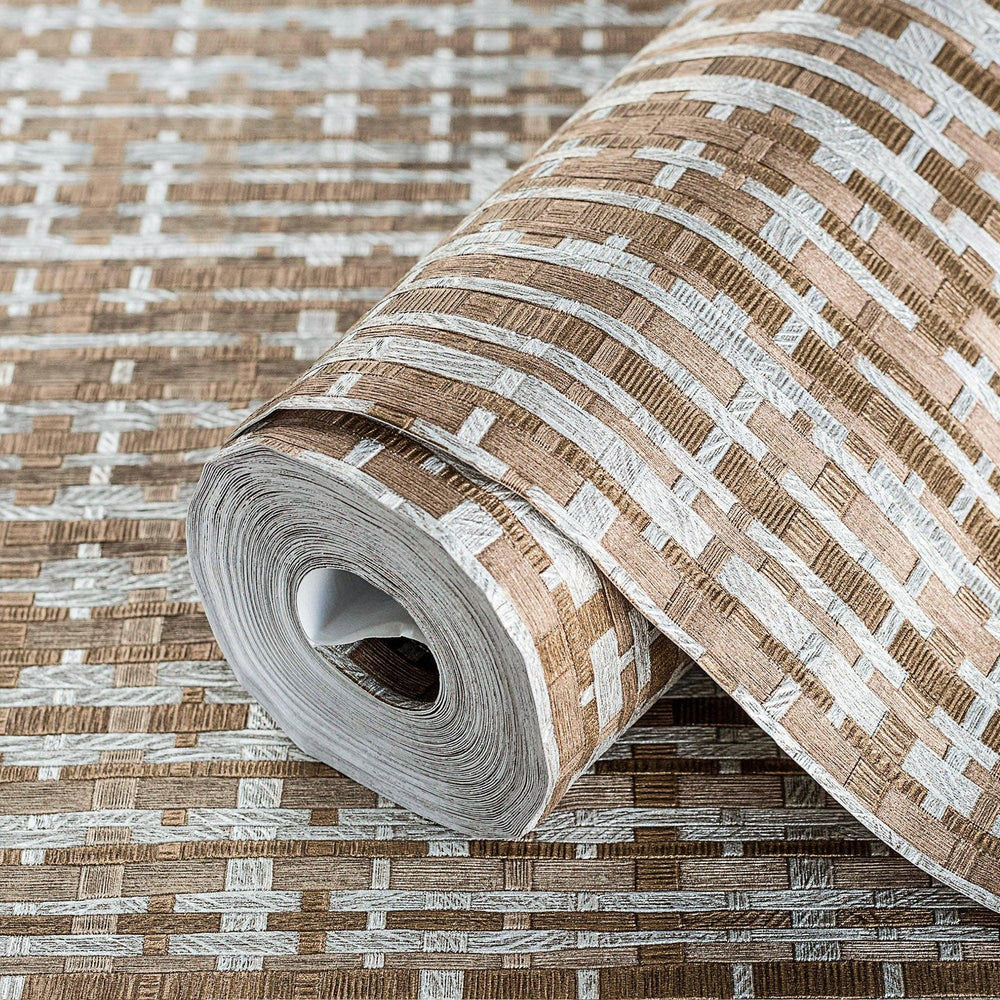 Luxury Brown Striped Stripe 3D Embossed Wallpaper, Premium Non-Woven Wall Covering, 41.7"W x 614"H, Washable Removable for Li