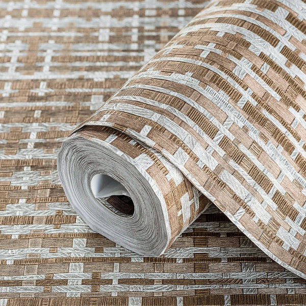 Luxury Brown Striped Stripe 3D Embossed Wallpaper, Premium Non-Woven Wall Covering, 41.7"W x 614"H, Washable Removable for Li